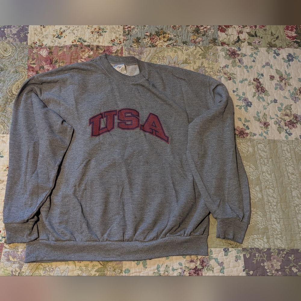 Vintage Jerzees Gray USA Men's Sweatshirt XL